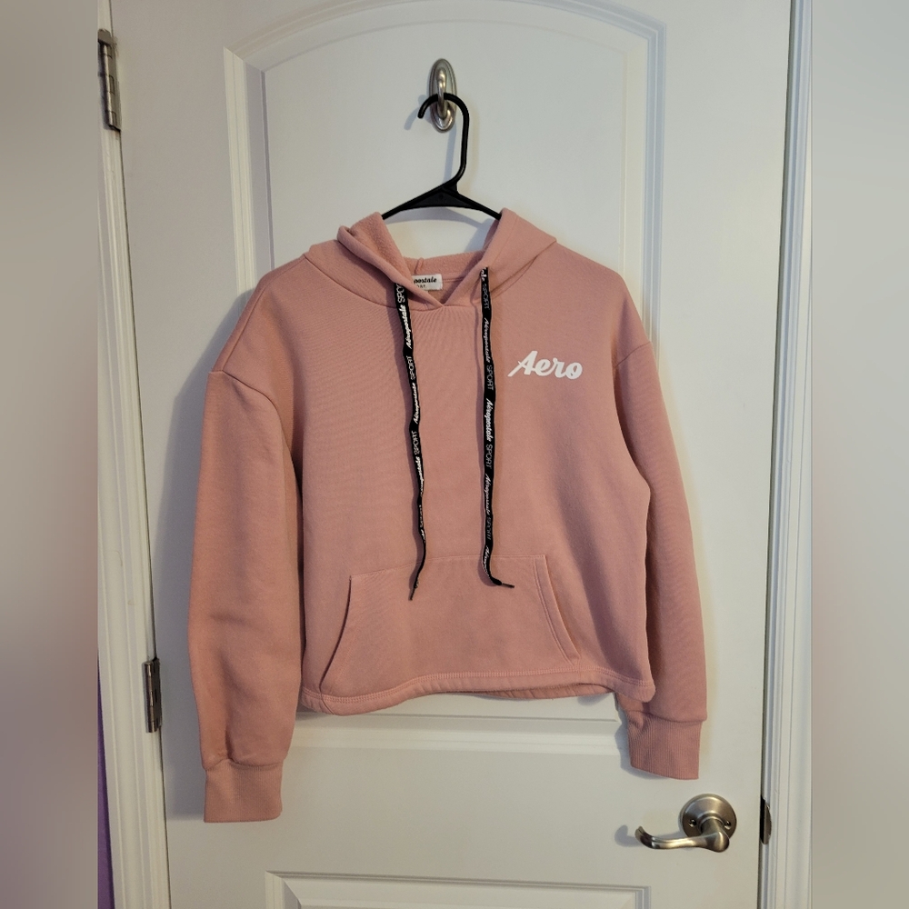 Aero Pink Hoodie with Black Drawstrings